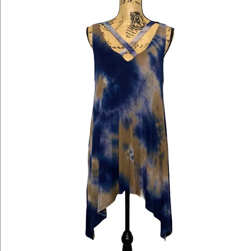 Tie Dye Boho Sleeveless Tunic Dress M